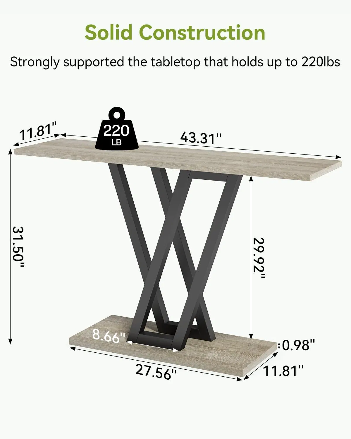 Console Table Hallway Table for Entryway 43 Inch Sofa Table Entryway