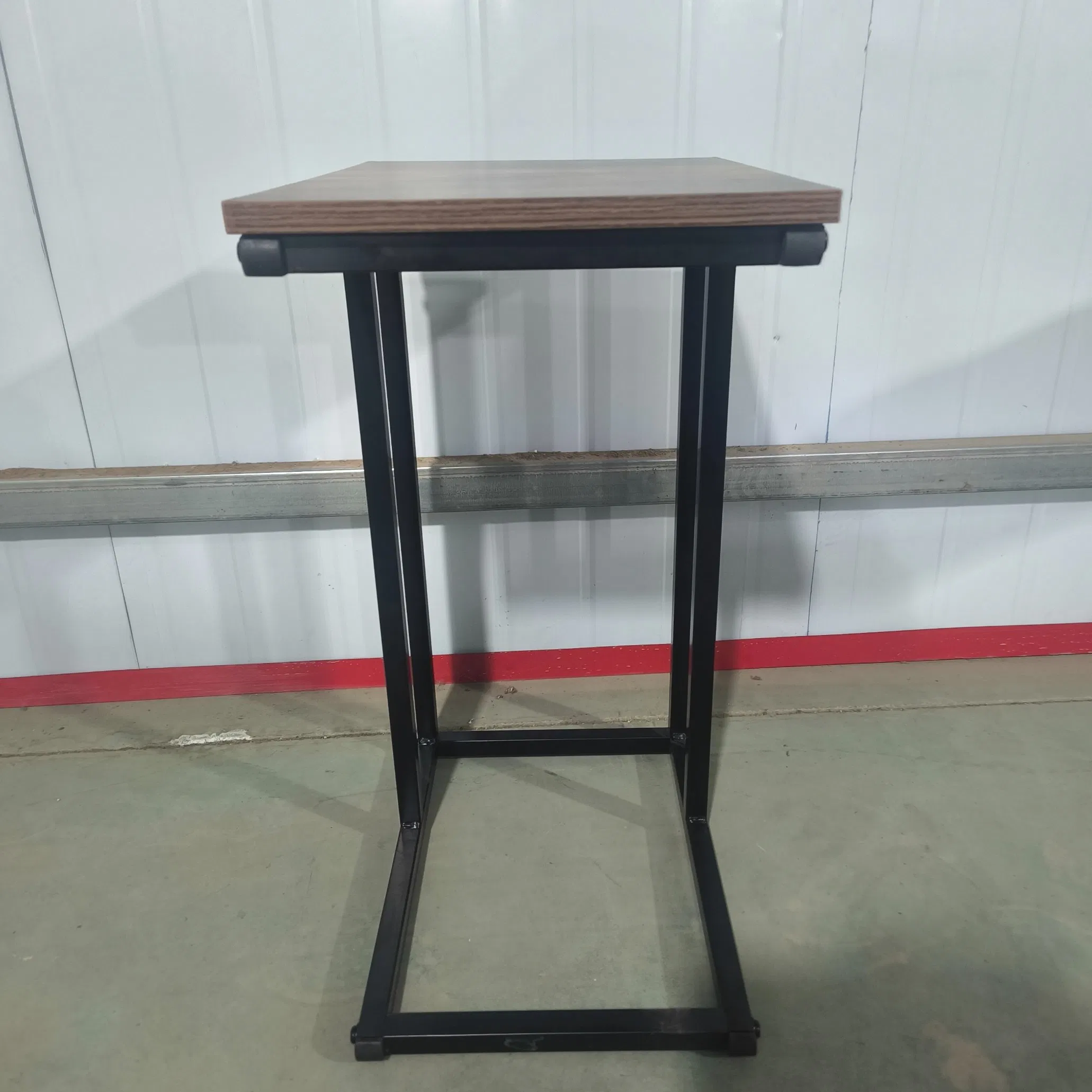 Wooden Bedside Table with Black Metal Frame MDF Top Nightstand Corner Table