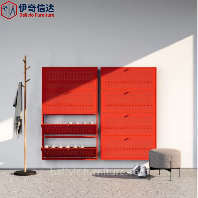 Metal Entrance Hidden Slim Shoe Organizer Cabinet with Flip Drawers