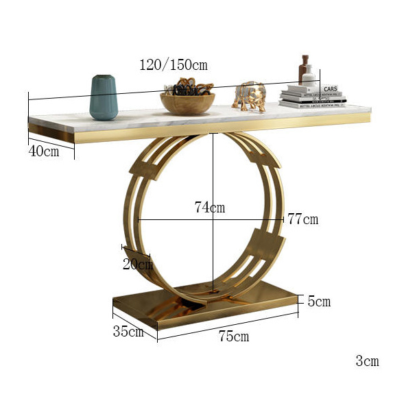 Luxury Entryway Hallway Italian Modern Marble Console Table with Gold Stainless Steel