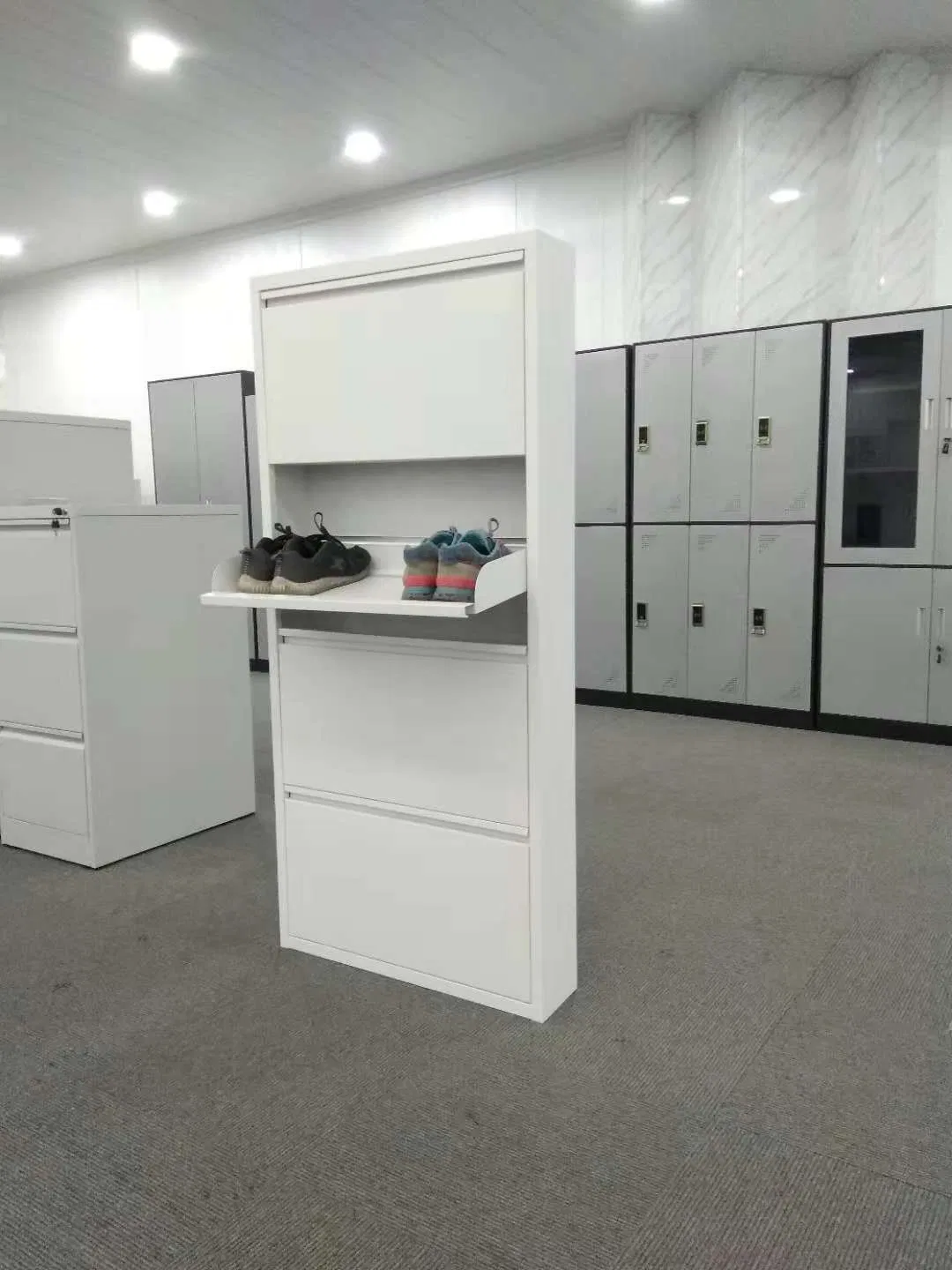 Steel Shoe Cabinet 4 Tier Metal Shoe Cabinet