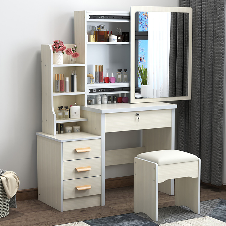Modern Simple Design Wooden Dressing Table with Mirror and Drawers for Bedroom Furniture
