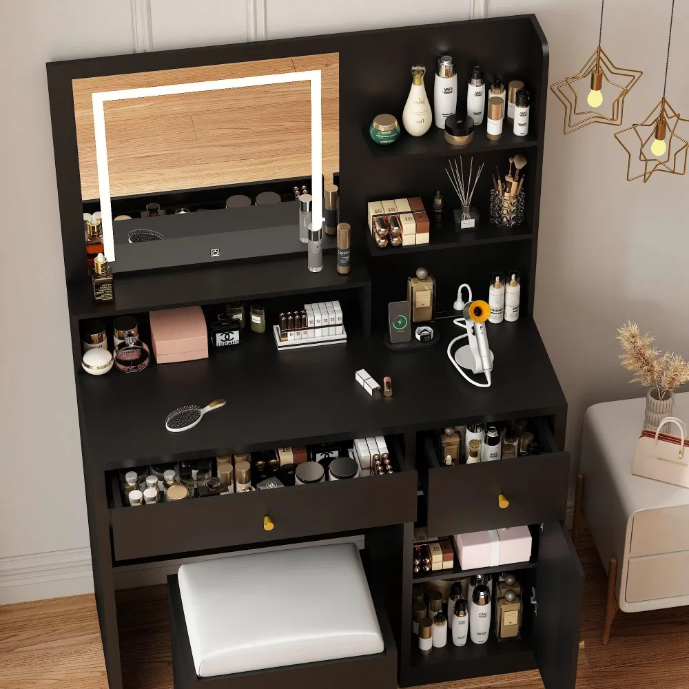 Wooden Bedroom Furniture White Dressing Table with Lights