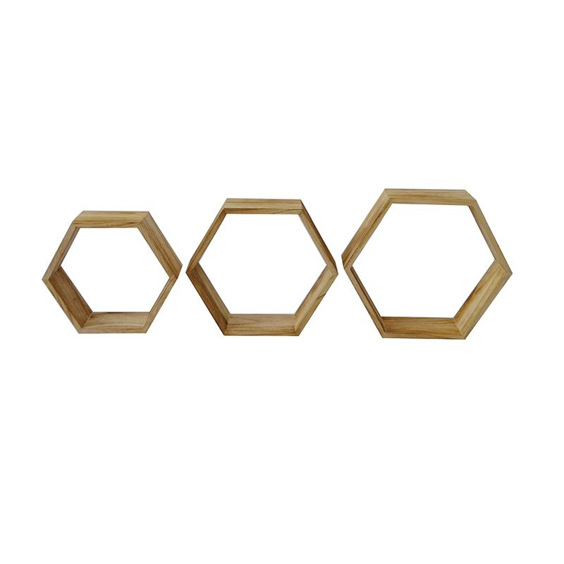 Modern Geometric Wall Decor Wall Mounted Hexagonal Floating Honeycomb Shelves Natural Wood Hexagon Shelves