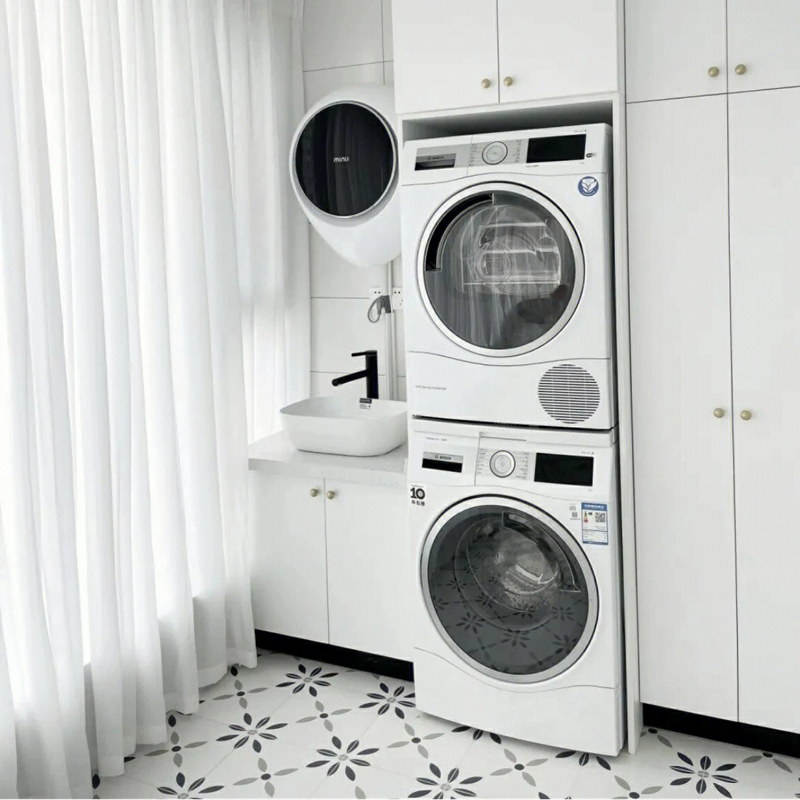 Washing Machine Washing Closet Modern Single Sink Laundry Cabinet Home Furniture Floor-Standing Aluminum Laundry Room Cabinet