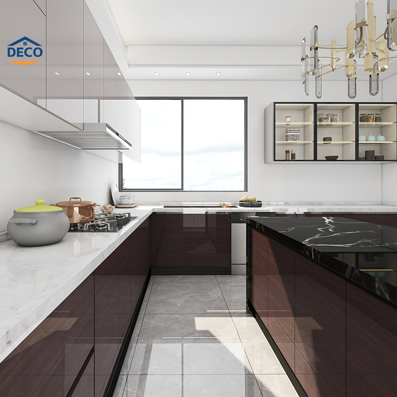 Kitchen Furniture Custom Design Island Wood Veneer Kitchen Pantry Cabinet Unit for Wholesalers