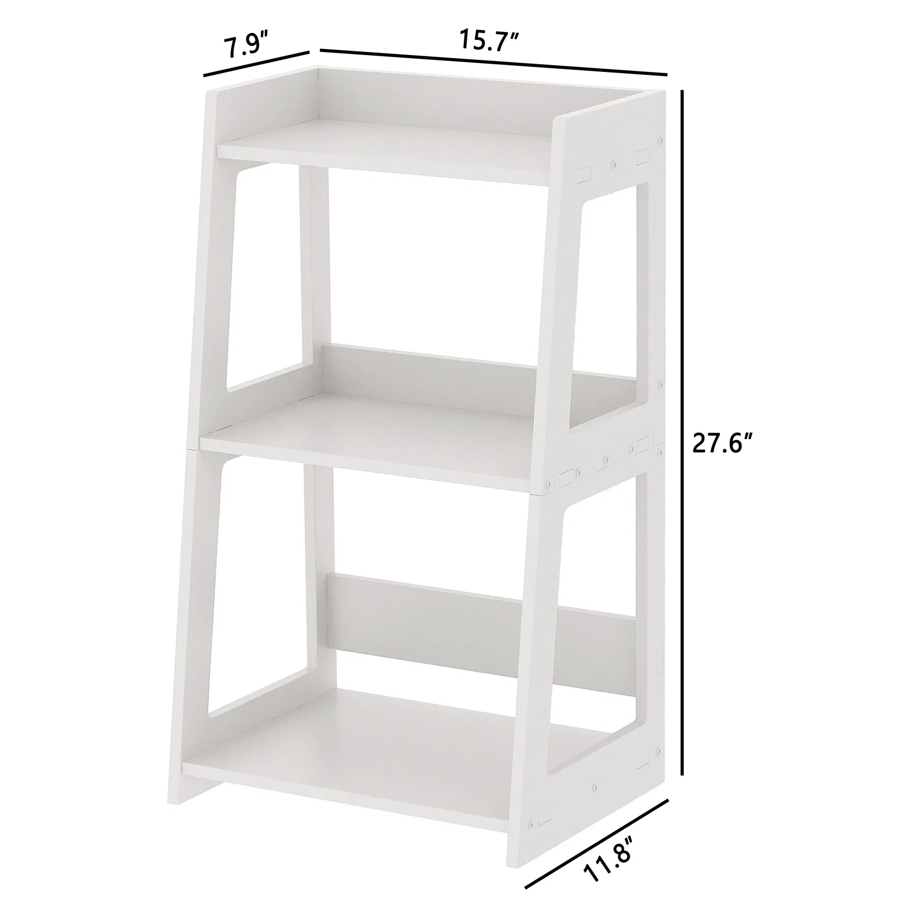 3-Tier White Ladder Shelf Bookshelf Freestanding for Living Room Storage