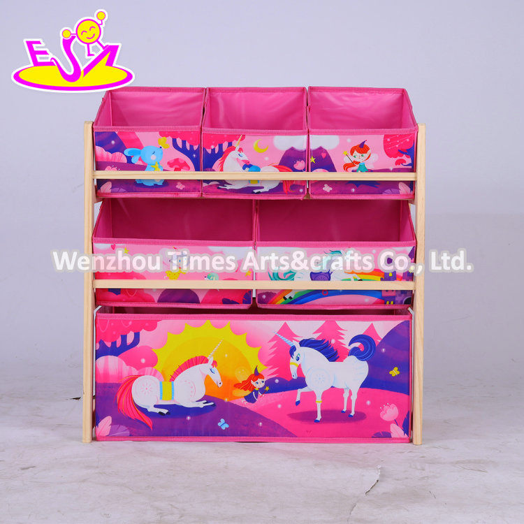 Children Nursery Playroom Wooden Storage Toy Organizer with Removable Basket W08c353