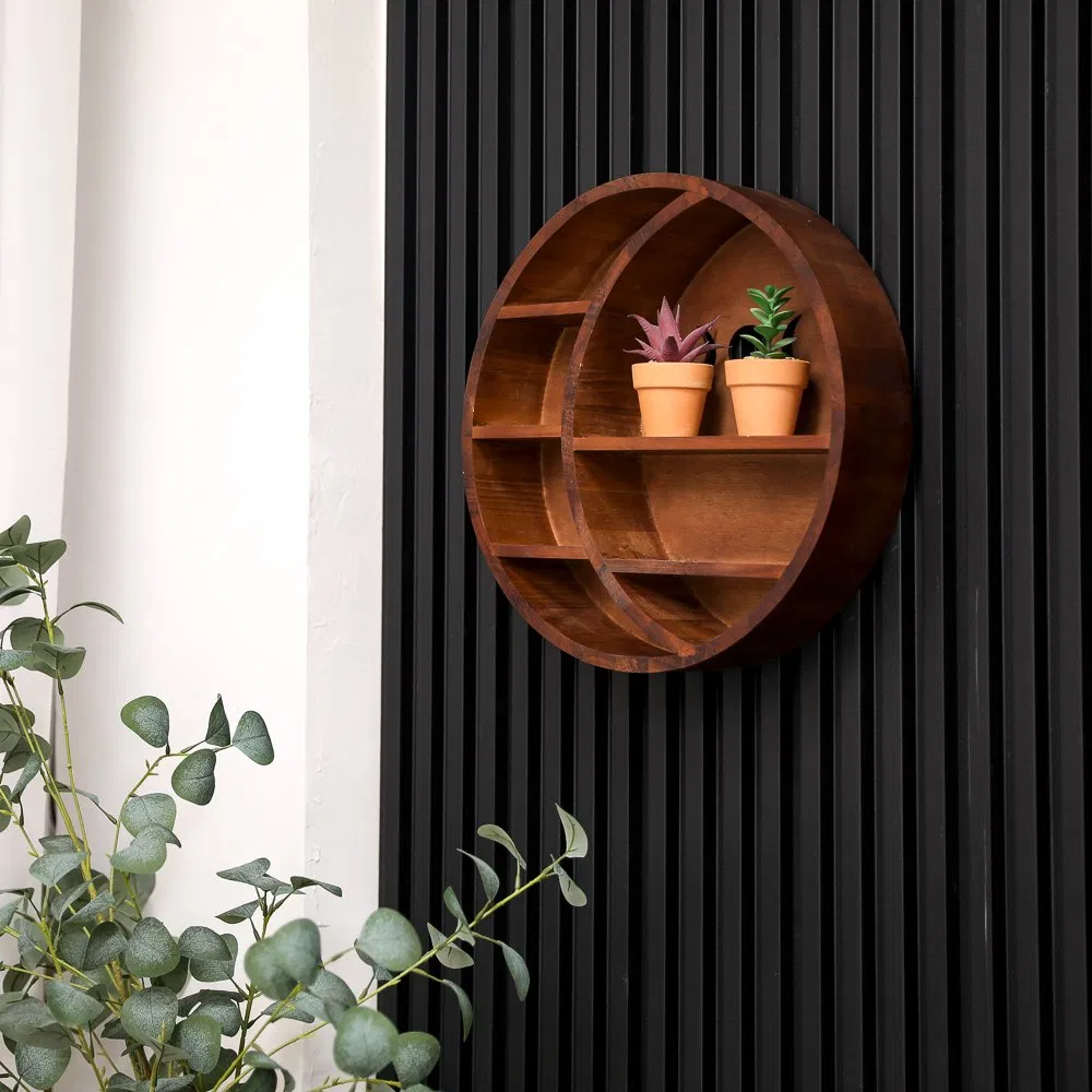 Wall Mounted Hexagon Floating Shelves, Wooden Wall Organizer Hanging Shelf for Home Decor, Set of 3