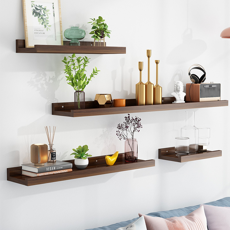 Solid Mahogany Wood Modern Chic Design Floating Wall Book Shelf