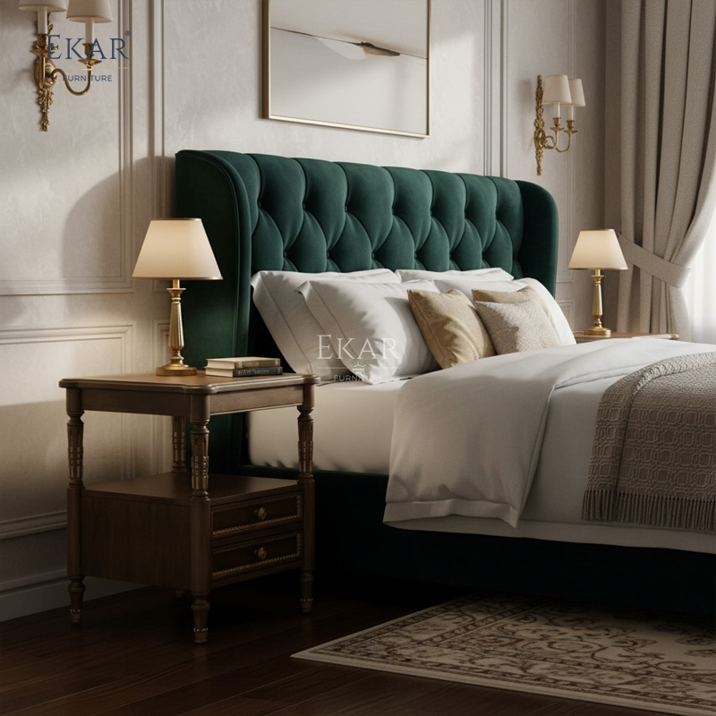 Ekar Heritage Manor Luxury Nightstand American Style Hand-Carved Bedside Table