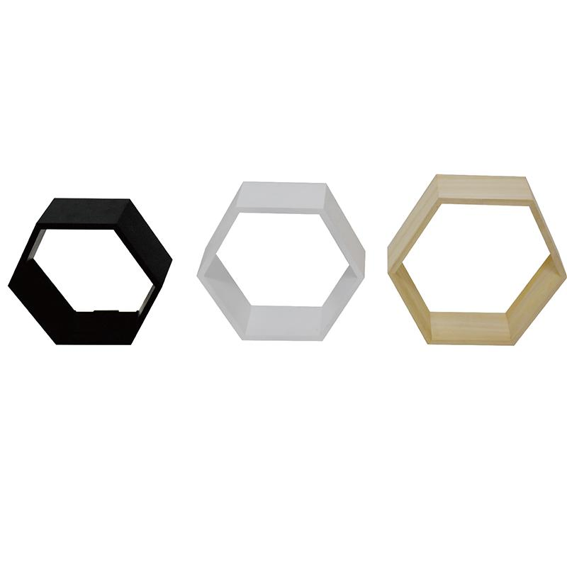 Modern Geometric Wall Decor Wall Mounted Hexagonal Floating Honeycomb Shelves Natural Wood Hexagon Shelves