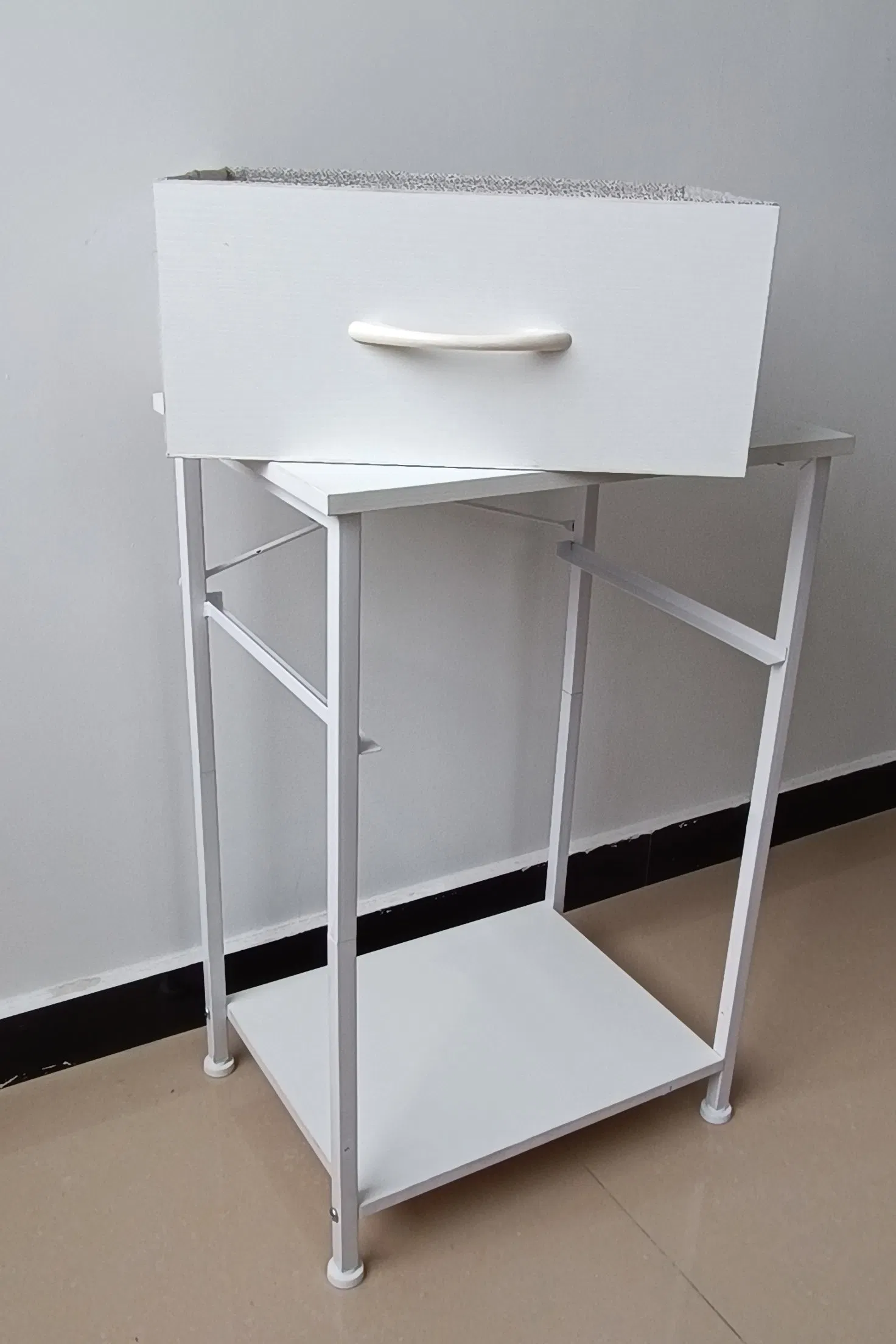 Easy Assembly Dorm, Nightstand, End Table with Fabric Storage Drawer Bedside Furniture with Steel Frame, Side Table for Bedroom, Bedside Cupboard Ws-Swf04-Wa-B