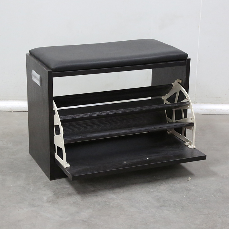 Modern Wooden Shoe Rack Shoe Cabinet Small Shoe Storage Bench with Soft Seat Cushion