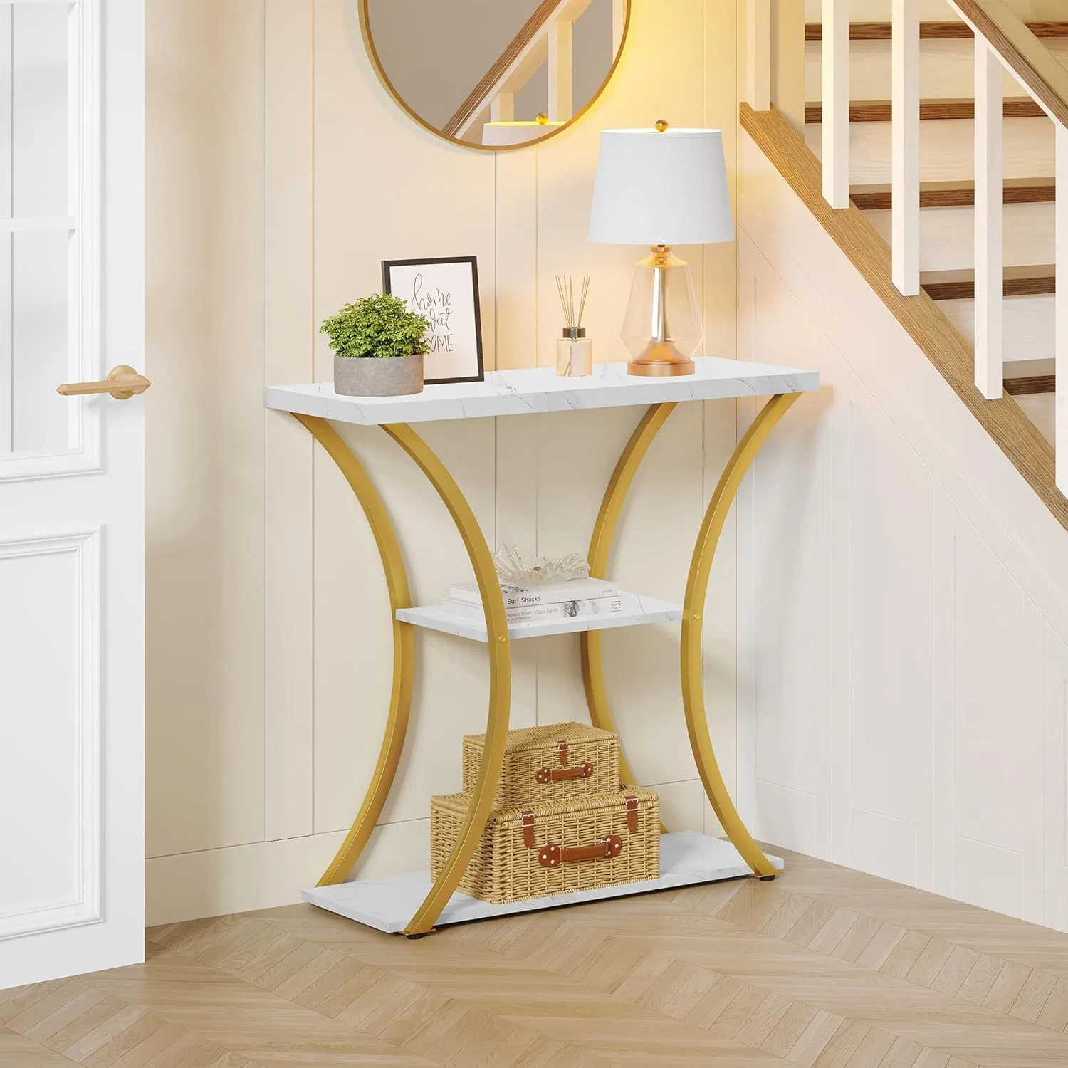 Cross-Border New Arrival Entryway Console Table with Double-Sided Slab