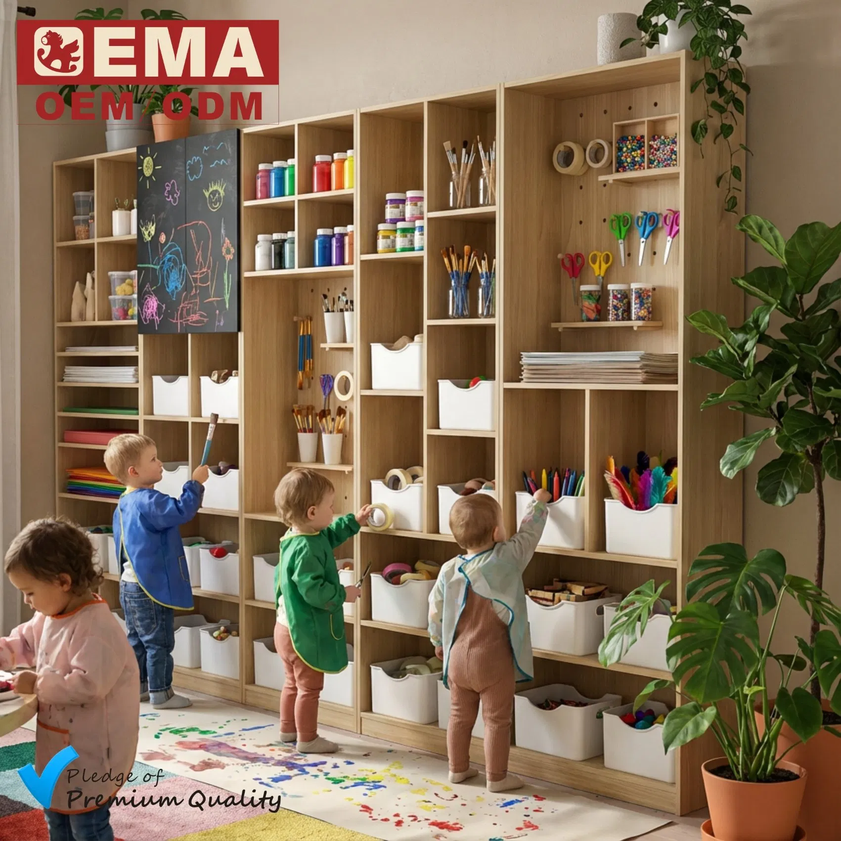 EMA Solid Modern Open Toy Storage Organizer for Toddlers with En71 Compliant