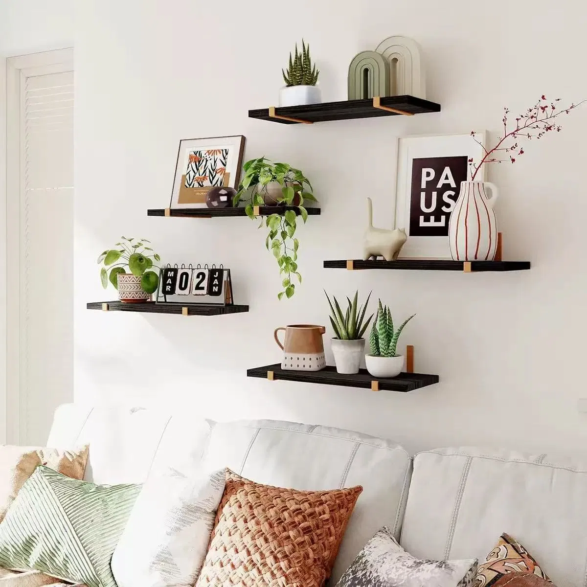 Rustic Wooden Floating Shelves Wall Mounted Farmhouse Wooden Wall Shelf Best Selling Rectangular Wooden Wall Shelf