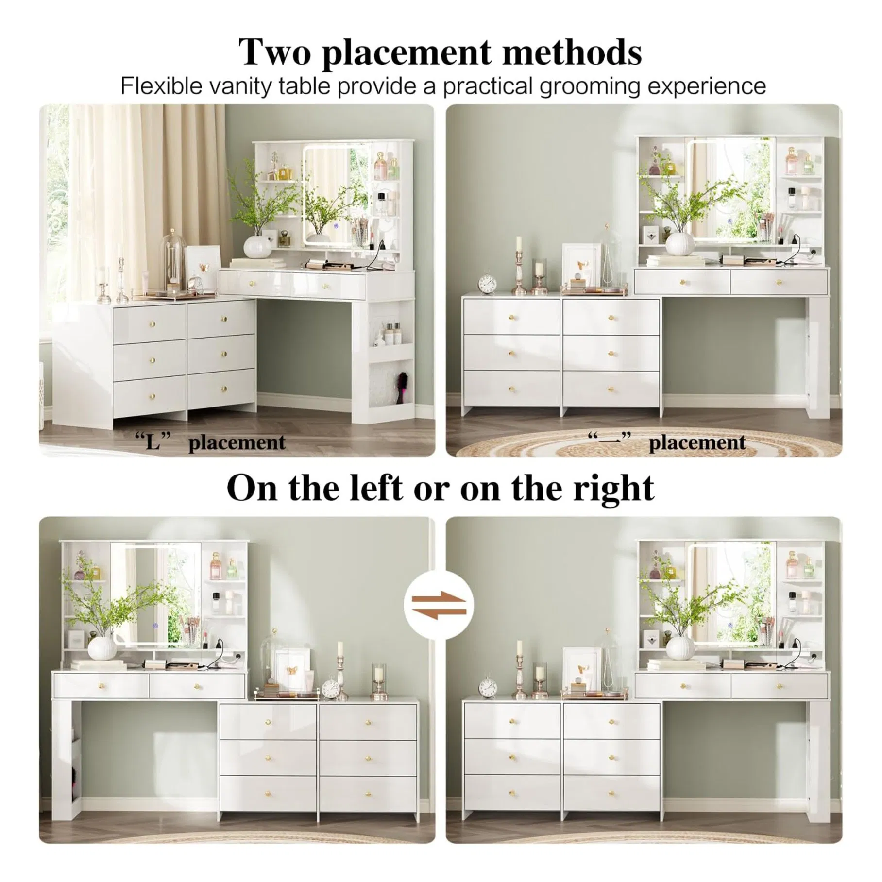 Retractable Make-up Table Bedroom Adjustable Brightness Dressing Table