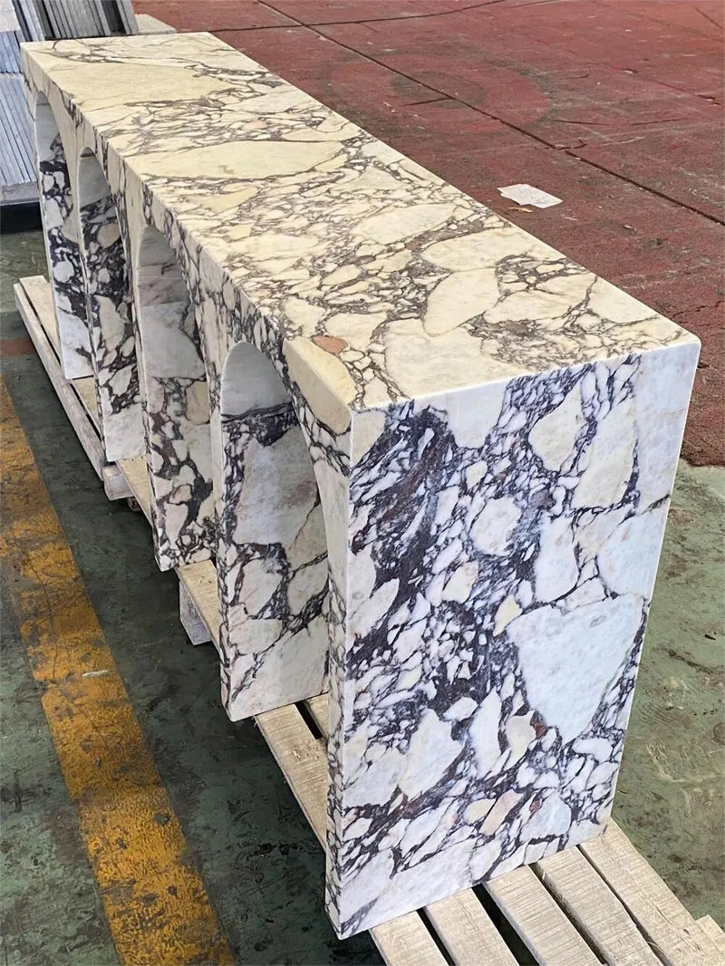 Italian Calacatta Viola Marble Console Table Modern Hallway Entryway Design