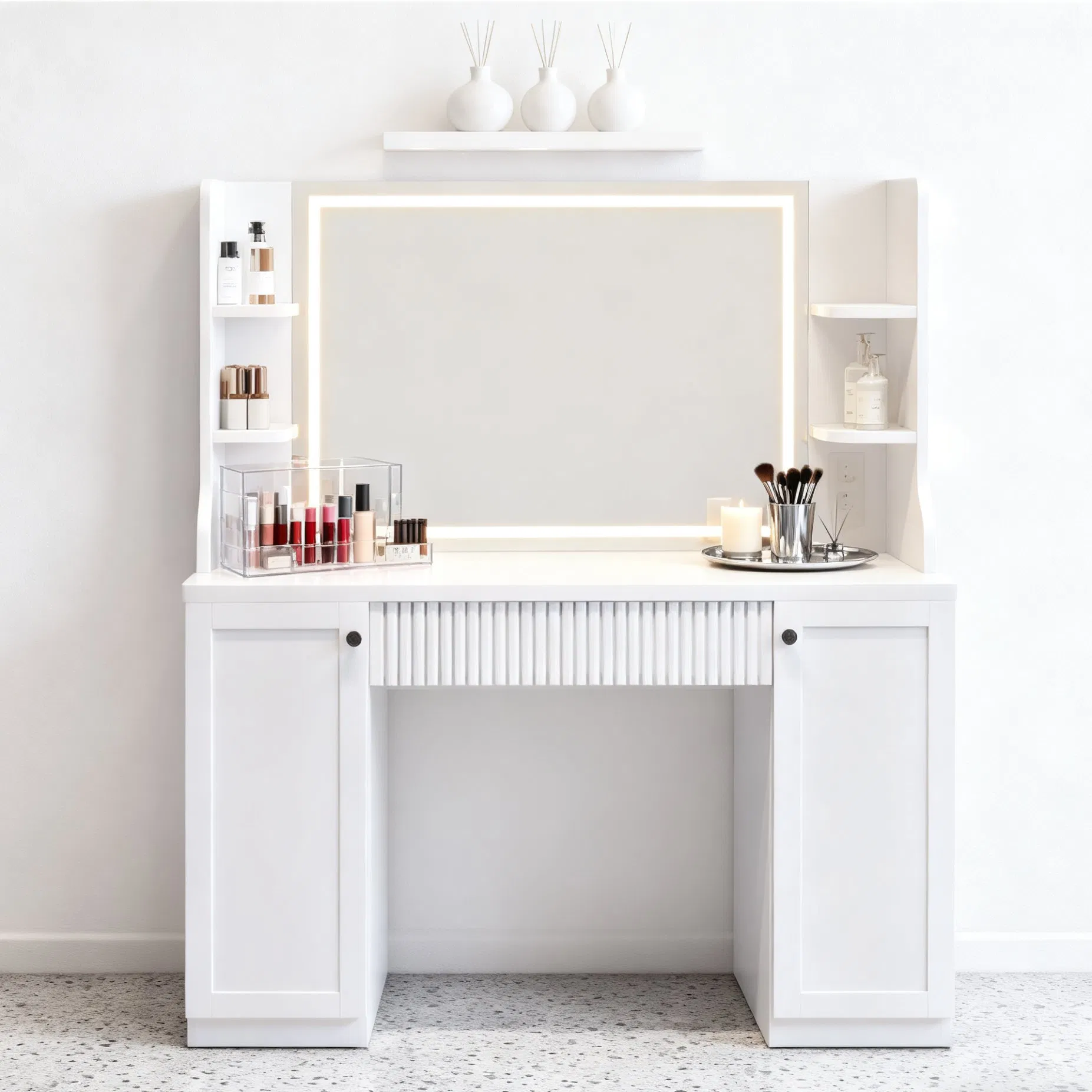 Dressing Table Large with Mirror Adjustable Brightness Bedroom Dressing Table Dresser