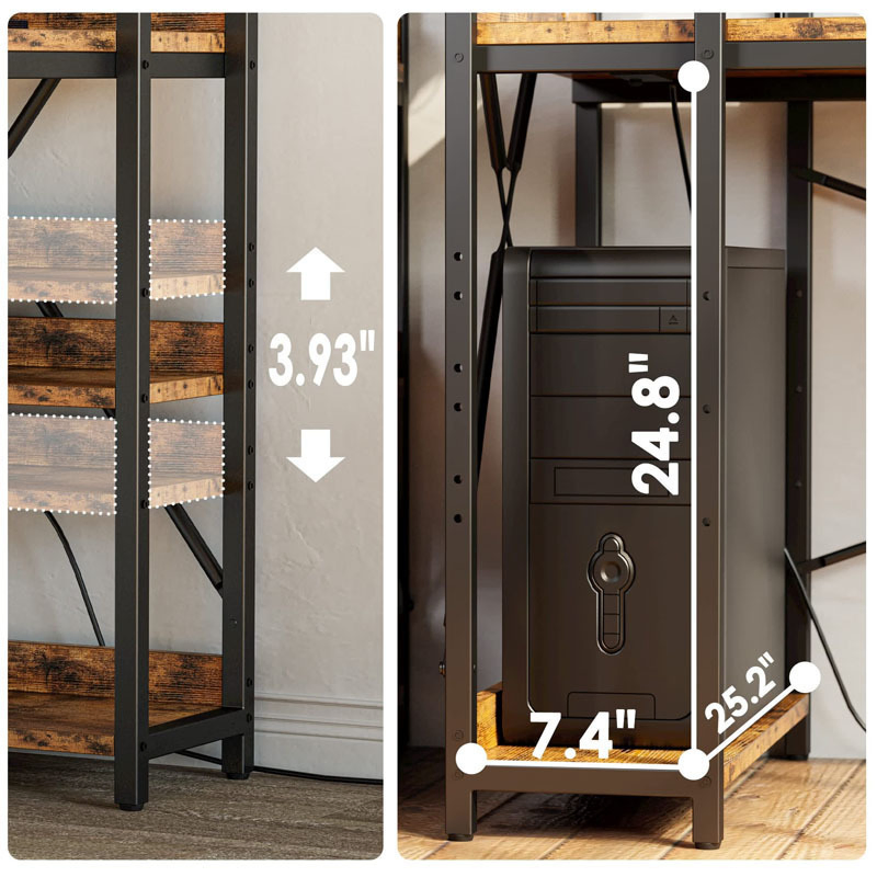 Modern Customizable Computer Desk with Bookshelf for Home Office