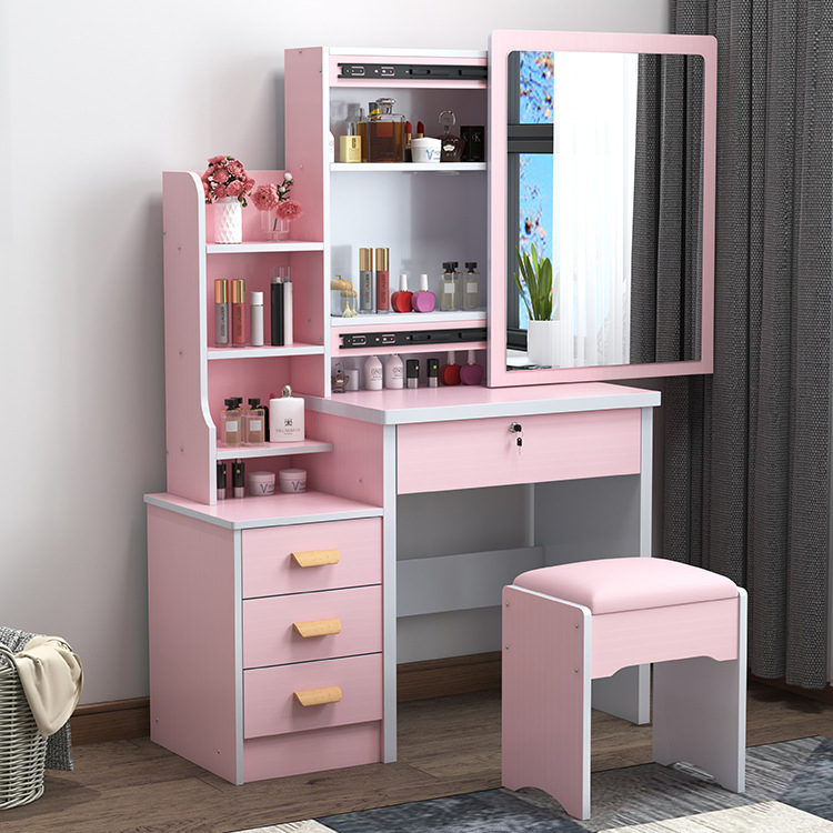 Modern Simple Design Wooden Dressing Table with Mirror and Drawers for Bedroom Furniture