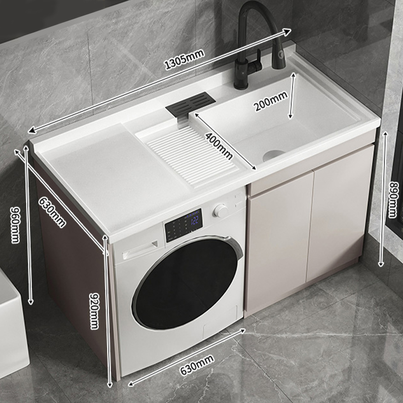1300mm Home Furniture Floor-Standing Aluminum Washing Machine Laundry Room Sink Cabinet