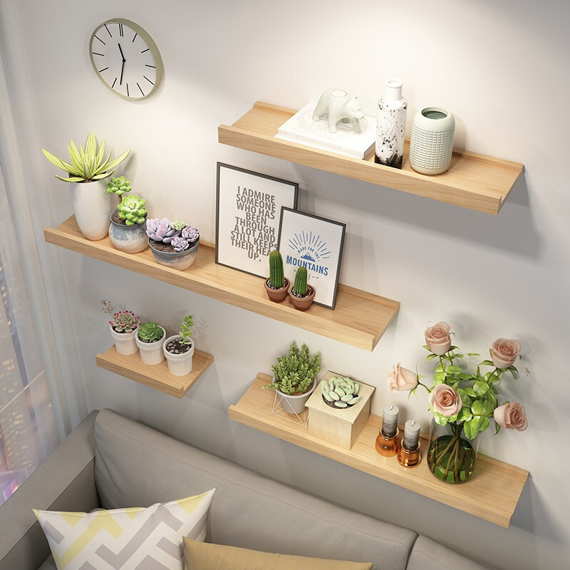 Solid Mahogany Wood Modern Chic Design Floating Wall Book Shelf