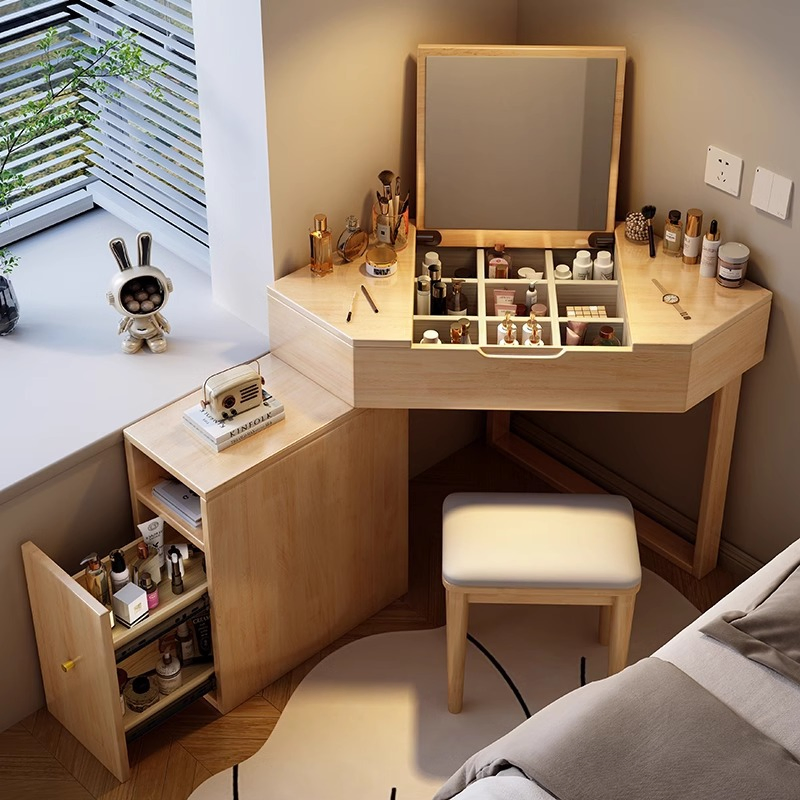 Chair Makeup Vanity Modern Mirror White Girl Wooden Set Dressing Table for Bedroom, Dressing Table with Mirror