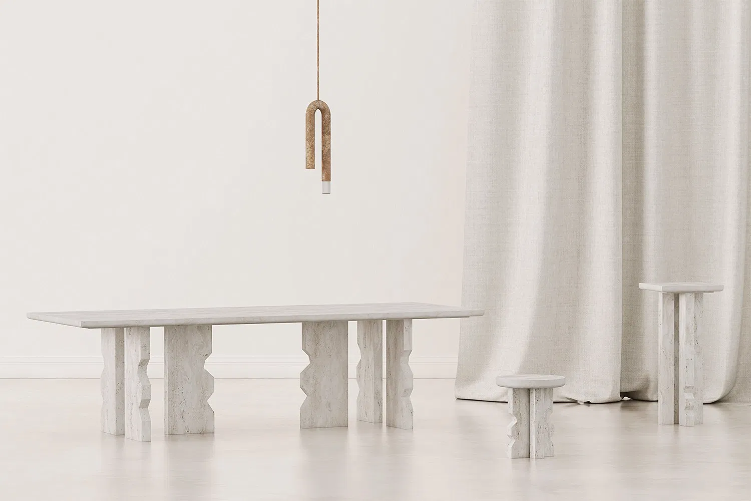 Alabastrino Travertine Rectangle Console Table for Luxury Hotel &amp; Villa Modern Entryway Design