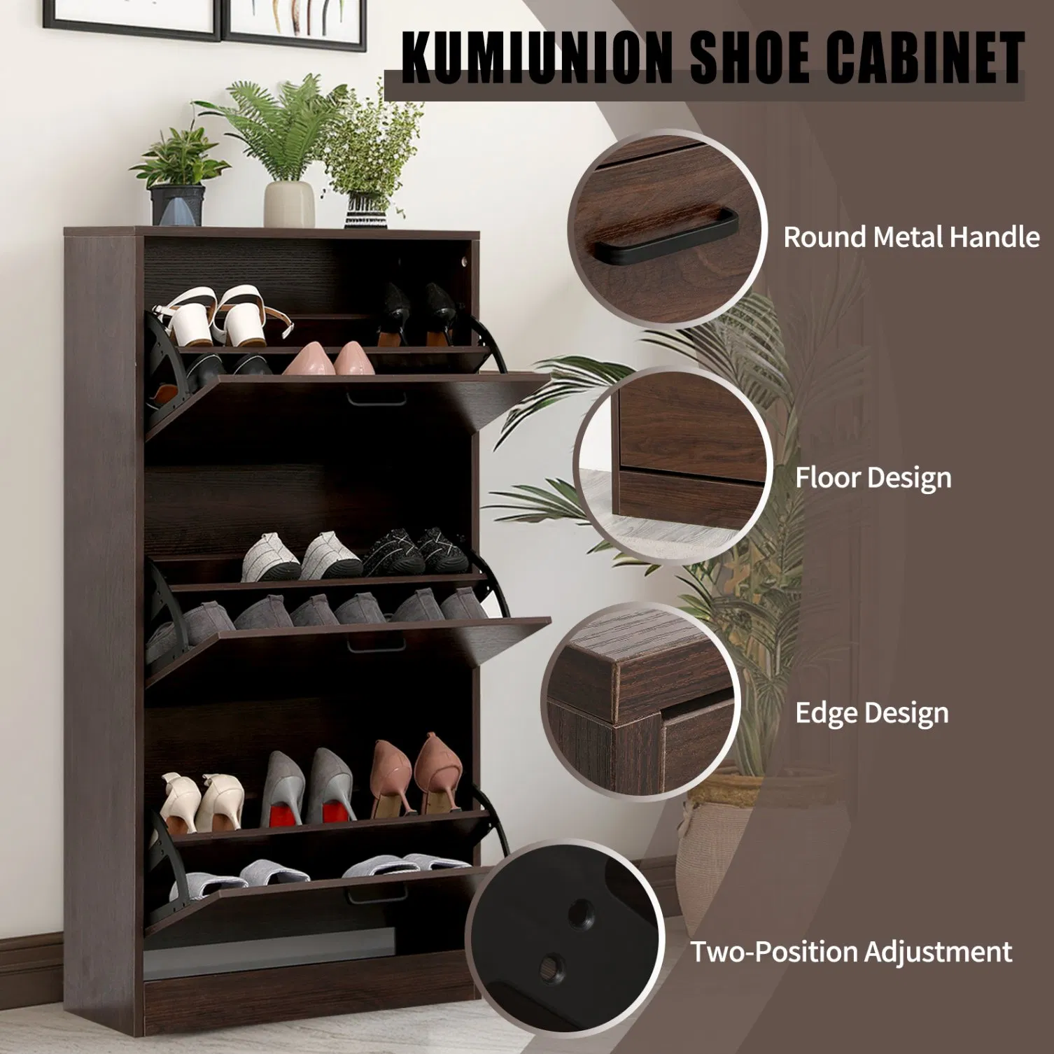 Modern Shoe Storage Cabinet with Adjustable Shelves