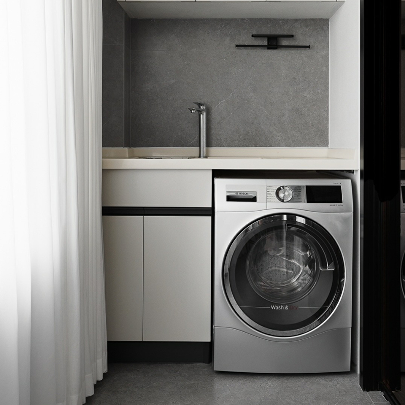 Modern Customize Multi-Use Glass Door Laundry Storage Cabinet for Kitchen in Wall Bathroom Hotel Washing Room Office