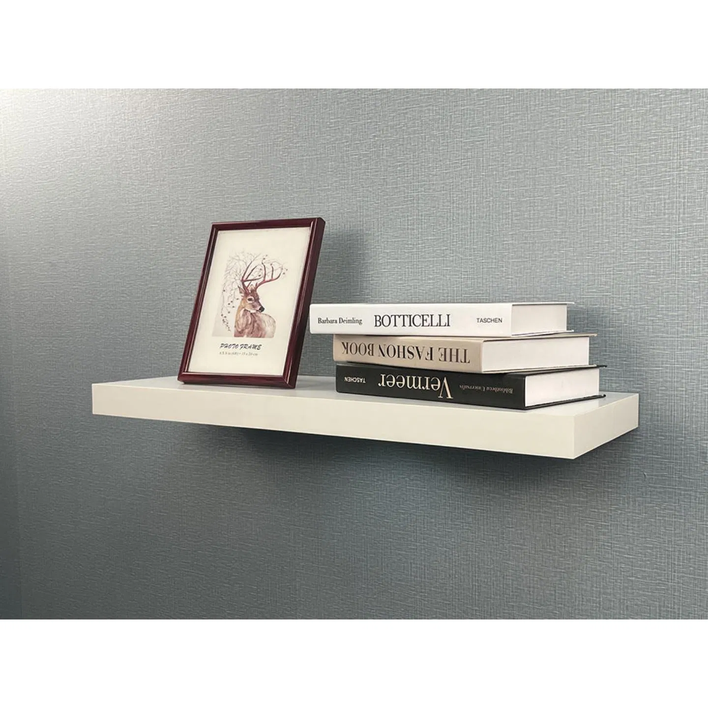 Wall Mounted Floating Shelves, White Wooden Wall Shelf with LED Light