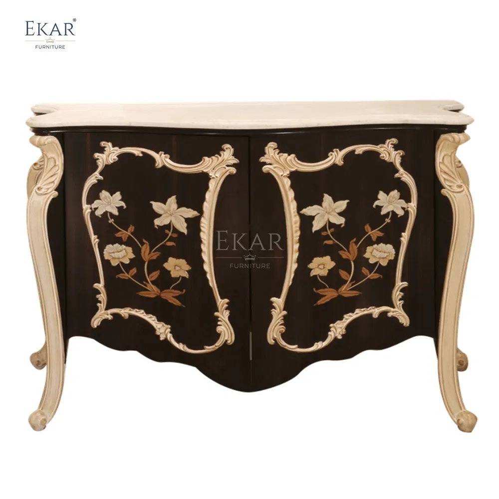 Traditional French Style Wood Console Table Elegant Entryway Organizer with Storage