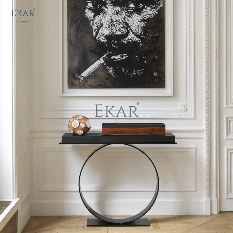 Modern Corner Console Table with Metal Accents for Stylish Entryway Storage