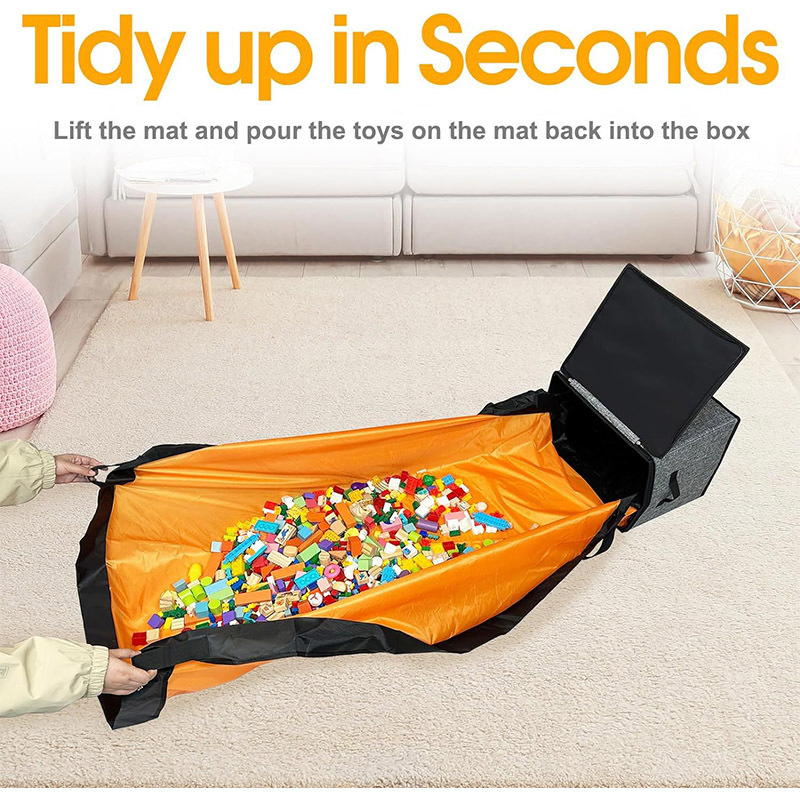 Toy Storage Organizer Box with Play Mat Collapsible Basket Ez29745