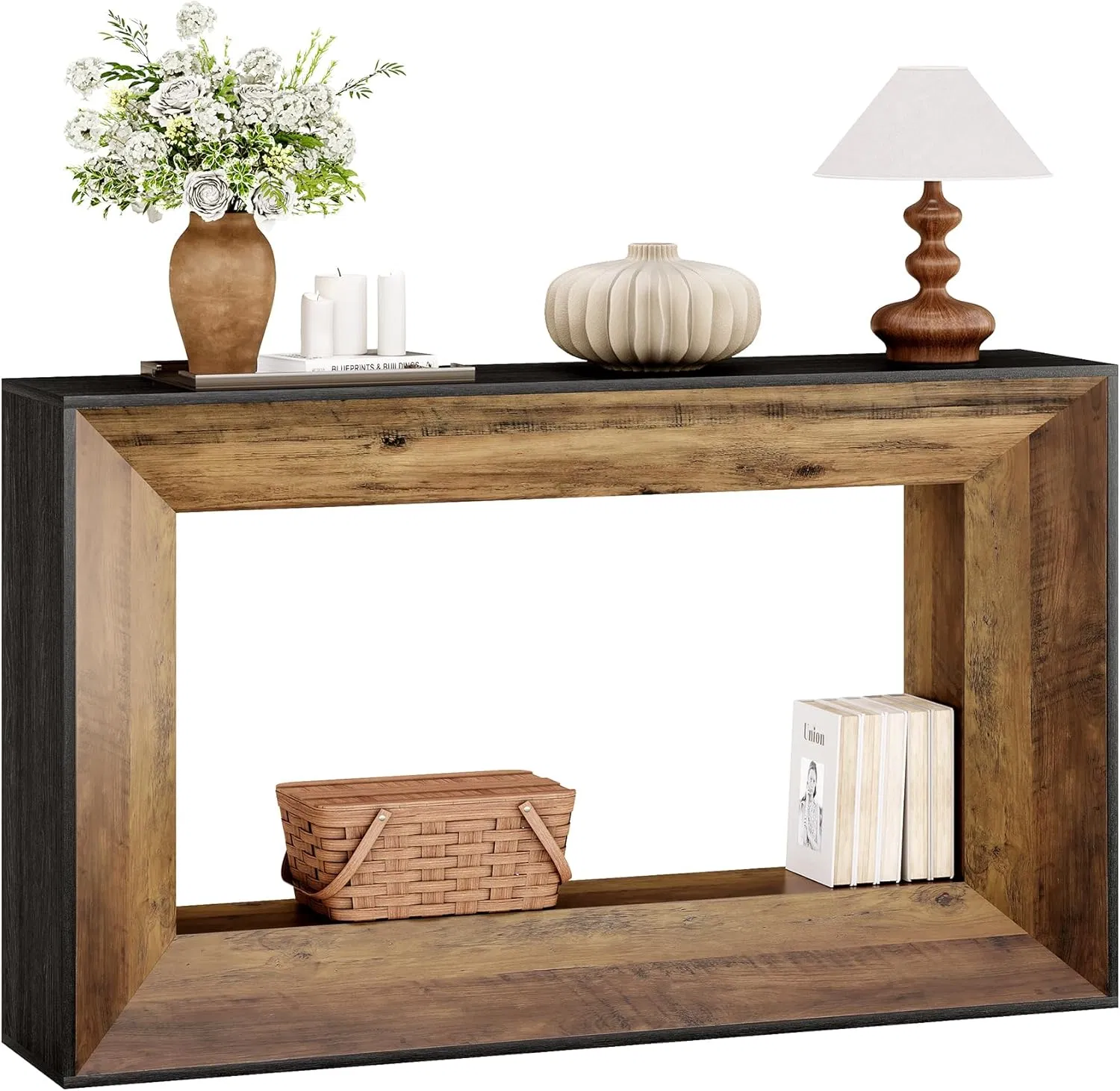 Narrow Rectangular Console for Living Room Entryway Hallway with Storage