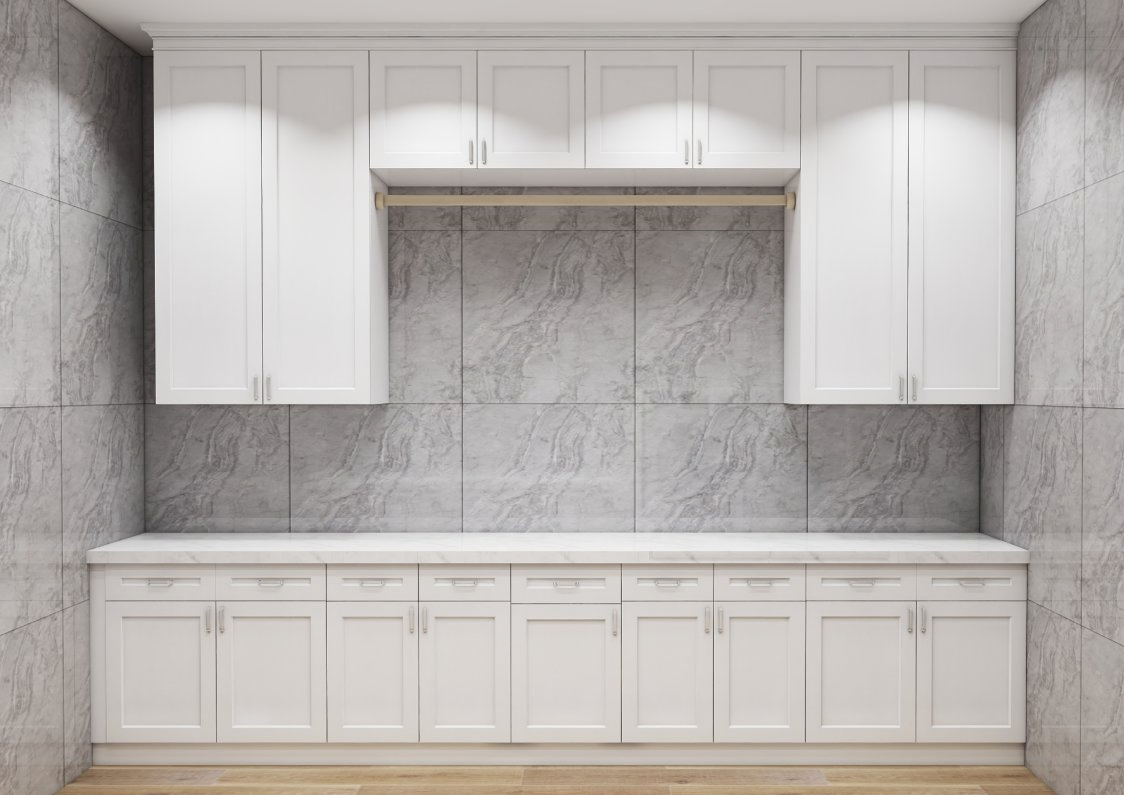 Modern White Storage Cabinet for Laundry Room Organization