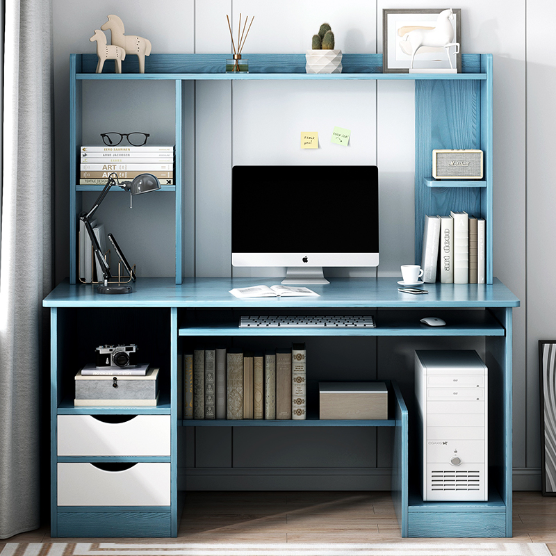 Home Office Desk Modern Student Study Table Bookshelf Integrated Writing Desk