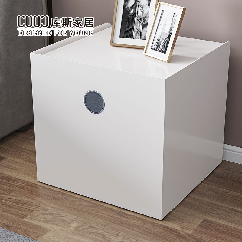 Modern White Night Stand Wireless Charging LED Speaker Smart Nightstand Bedside Table