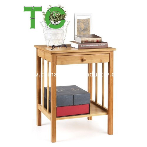 Factory Price Bamboo Nightstand End Table, Bedside Table with Drawer Organizer Shelf