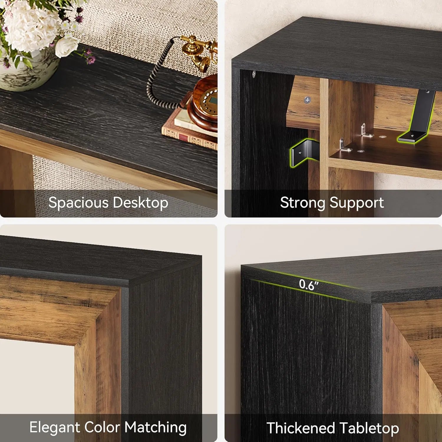 Narrow Rectangular Console for Living Room Entryway Hallway with Storage