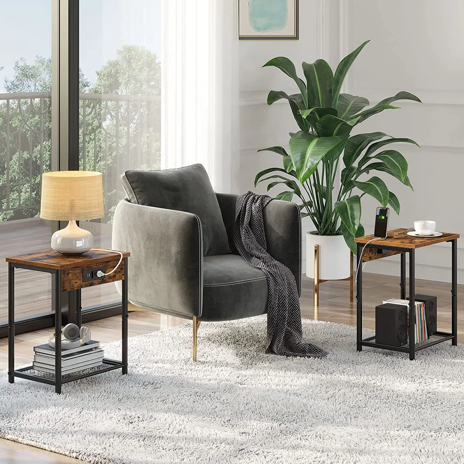 Modern Bedside Table Night Stand Metal Iron Customized Logo Living Room Furniture Coffee Table Small Side Table Small Shelf