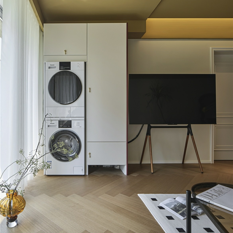 Modern Customize Multi-Use Glass Door Laundry Storage Cabinet for Kitchen in Wall Bathroom Hotel Washing Room Office