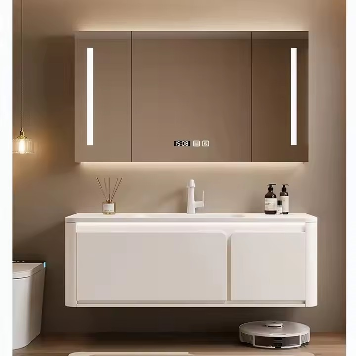 Hotel-Grade LED Light Defog Bathroom Storage Jewelry Mirror Medicine Cabinet Blue Gold Black Gloss Laundry Living Room Use Used