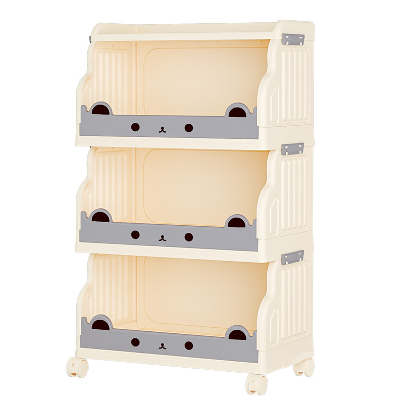 Multi-Layer Rolling Kids Bookshelf Easy Storage for Books &amp; Toys Home Organizer