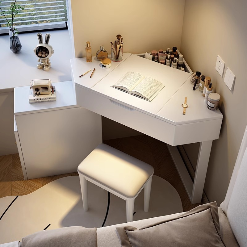 Chair Makeup Vanity Modern Mirror White Girl Wooden Set Dressing Table for Bedroom, Dressing Table with Mirror