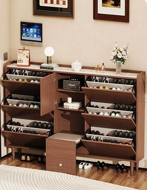 Sturdy Wooden Shoe Rack Cabinet Wooden Storage Cabinet for Home Durable Space-Saving Shoe Storage Furniture