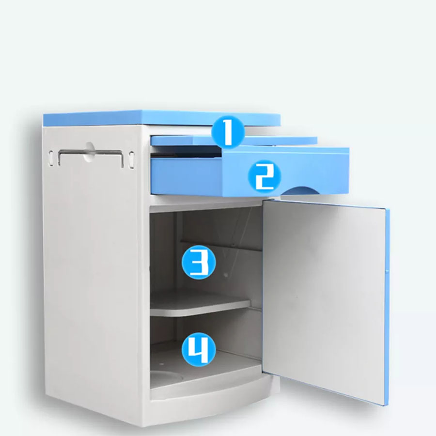 Medical Bedside Locker Table for Clinic Furniture ABS Plastic Medical Storage Nightstand Hospital Bedside Locker Cabinet