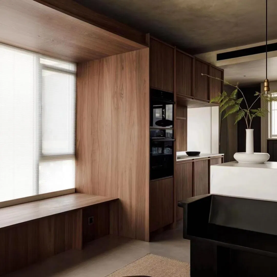 Italian Light Luxury Kitchen Pantry Unit with High Gloss PVC Film Finish Featuring Multifunctional Storage Solutions